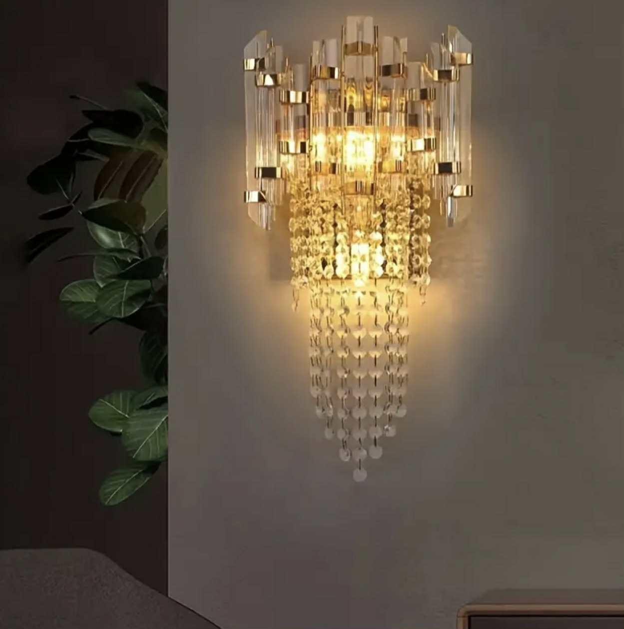 1pc Applique murale moderne en cristal avec source lumineuse LED, installation semi-encassée, abat-jour en cristal, pas de fonction sans fil, base d'ampoule G9 - Image 3