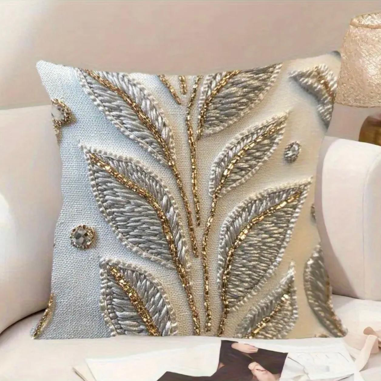 1pc Housse d'oreiller courte en polaire imprimée 2D élégante, style ferme, 45x45cm - Image 2
