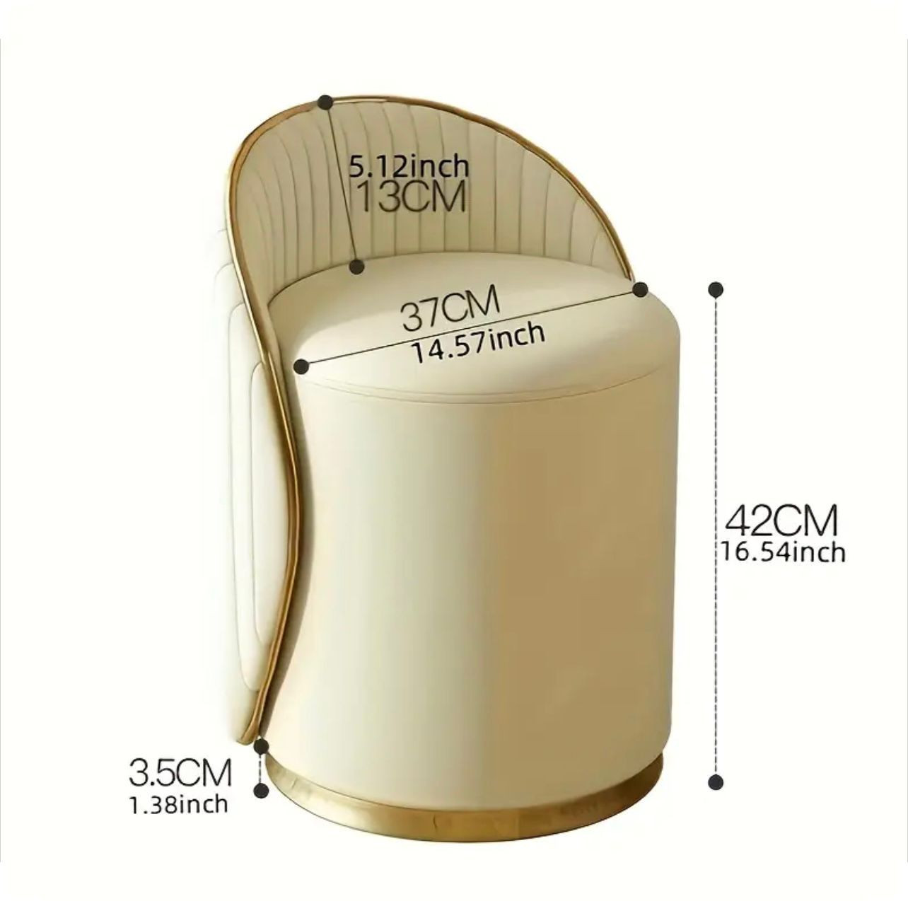 Tabouret de vanité léger et luxueux avec des accents dorés - Image 3