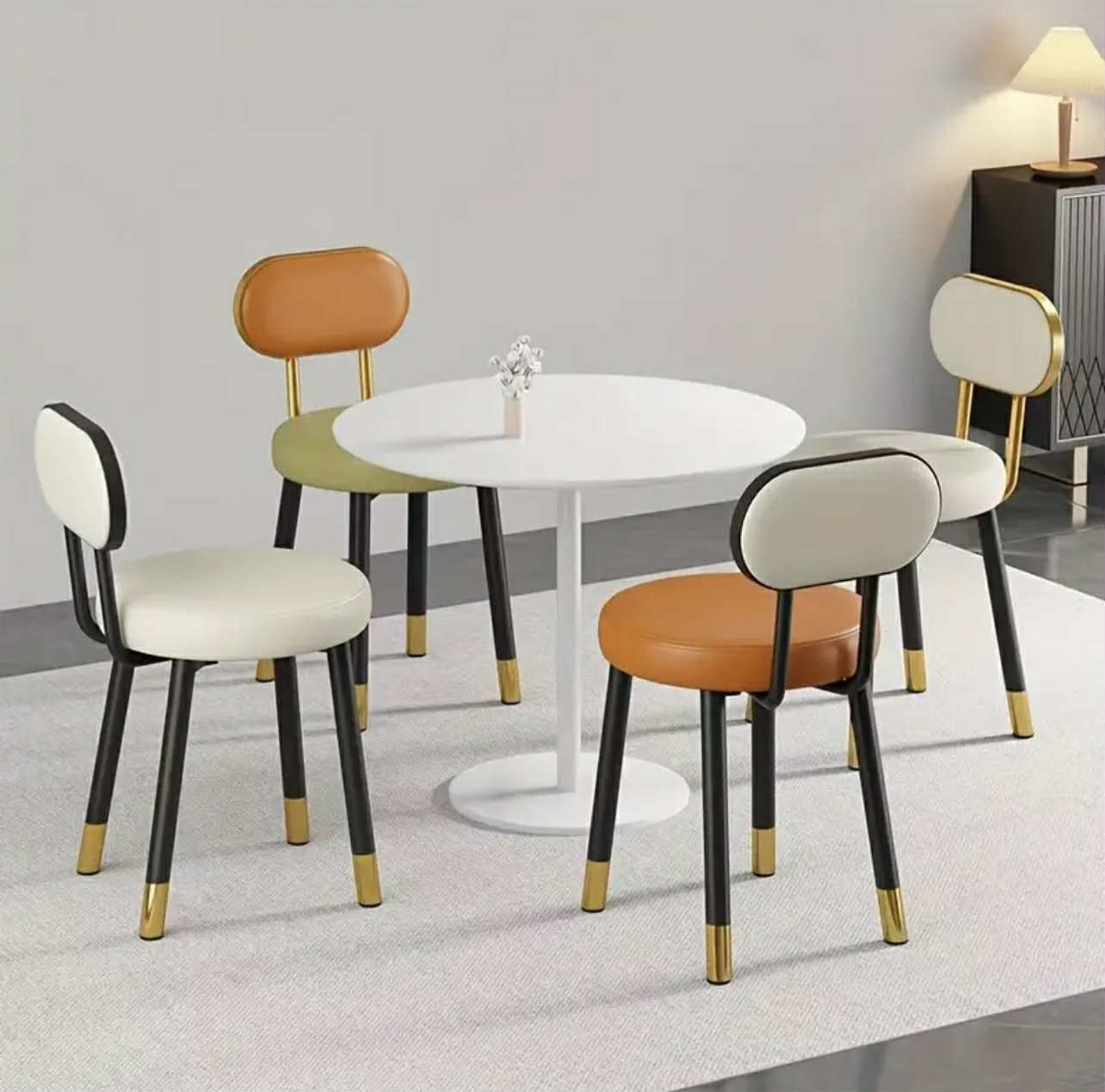 Chaise Nordic moderne épaissie simple - tabouret de coiffeuse de chambre à coucher dossier léger - chaise de salle à manger de luxe souple - Image 1