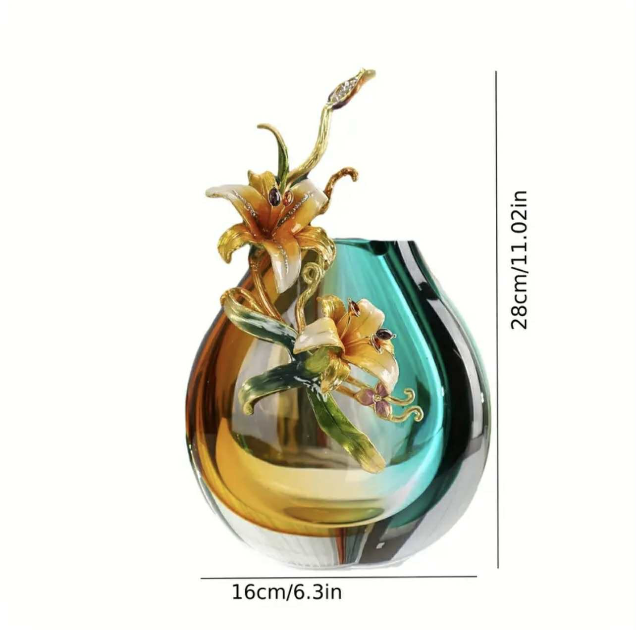 Élégant mini vase en verre avec motif floral en émail - Parfait pour décorer un salon ou une salle à manger, style contemporain