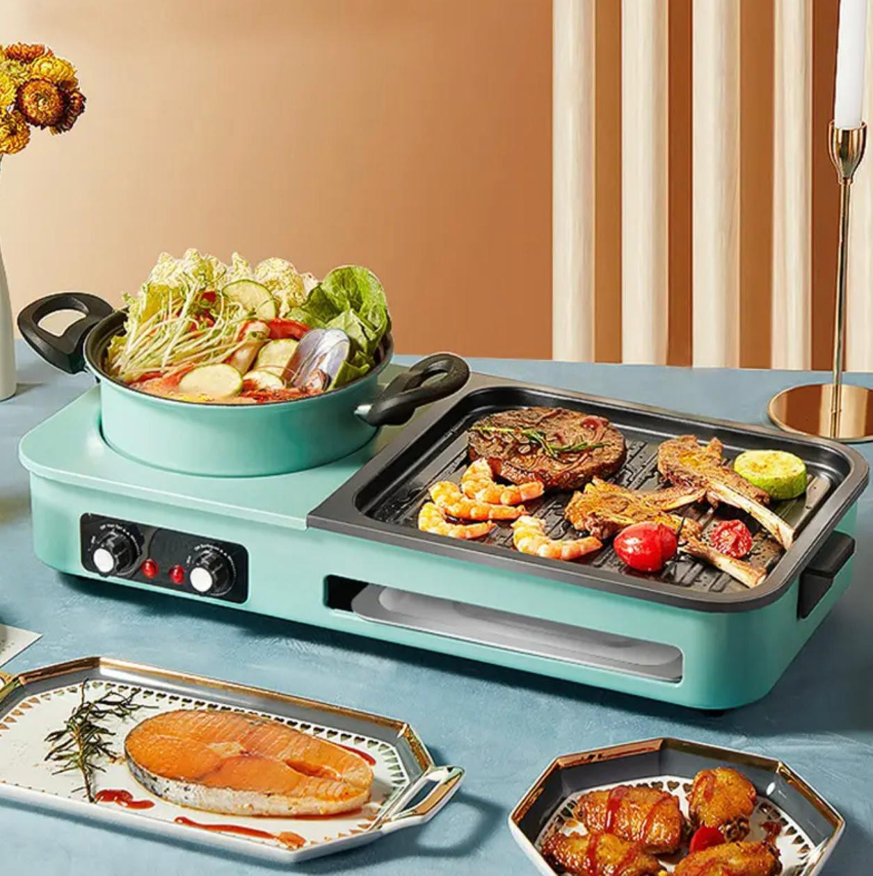 BalaSHOV 2-en-1 Electric Grill & Hot Pot Combo - Poêle antiadhésive de qualité supérieure