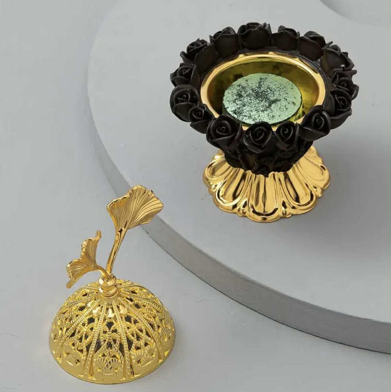 Brûleur d'encens créatif en dentelle de rose noire de style vintage d. - Décorations - Photo detail - Livraison Maroc