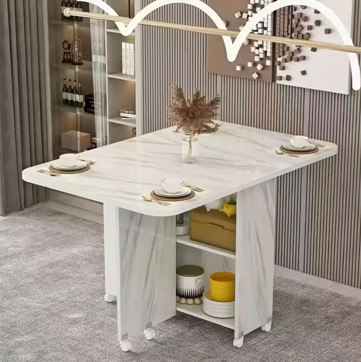 1pc 100cm x 50cm x 77cm Table à manger pliante carrée et bureau de bureau mobile