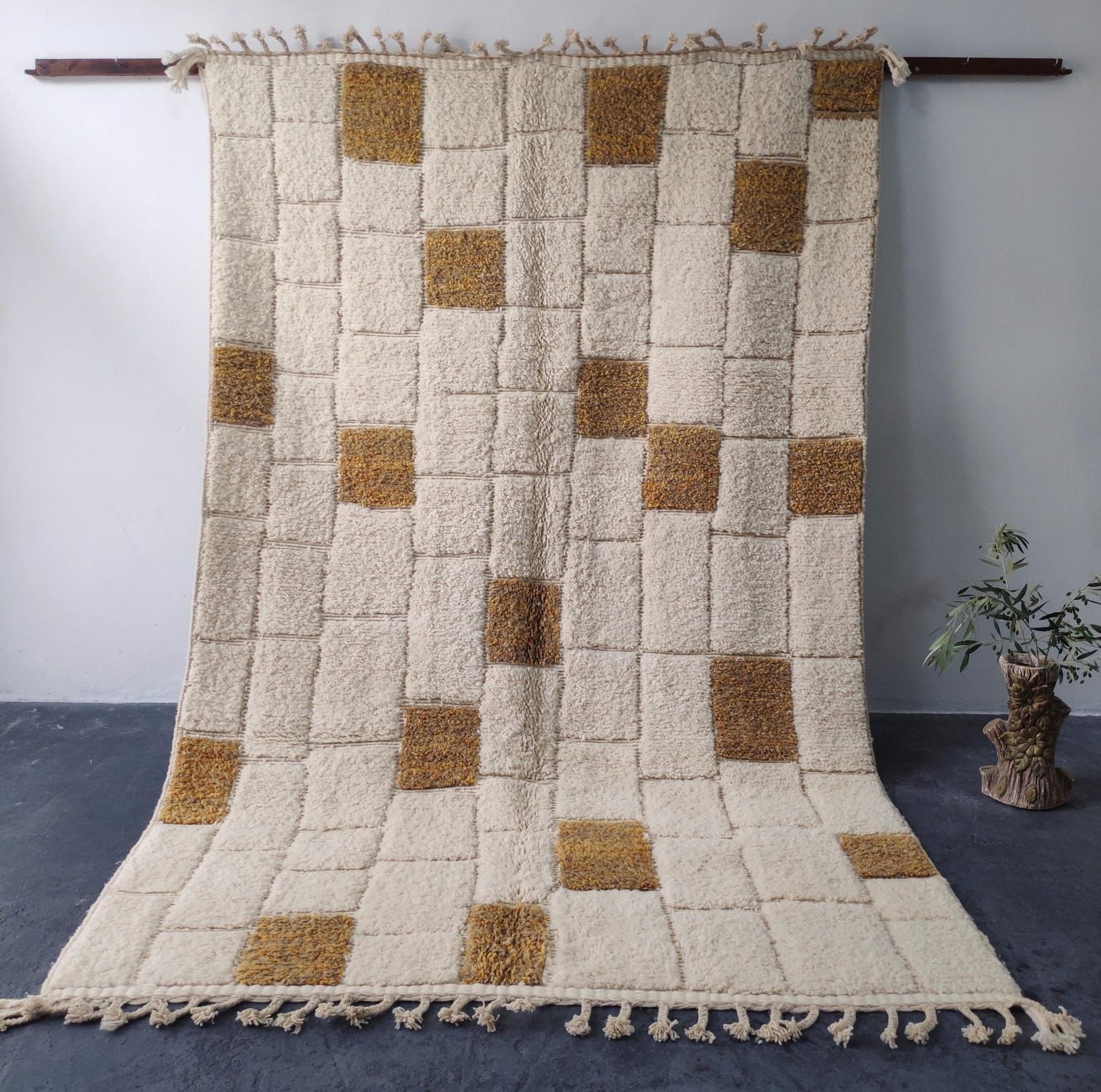 Tapis Berbère Damier Ocre Premium
