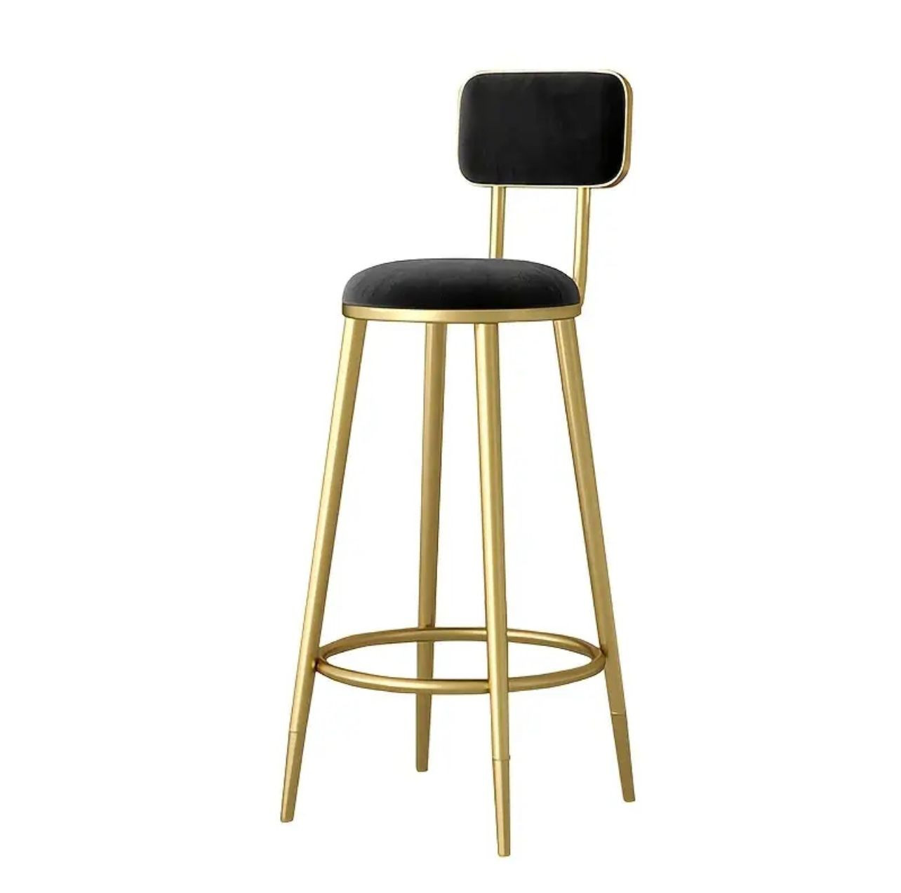 1pc Élégant tabouret de bar en métal doré avec siège rembourré - Image 1