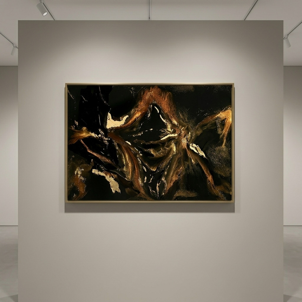 Tableau mural abstrait noir et doré