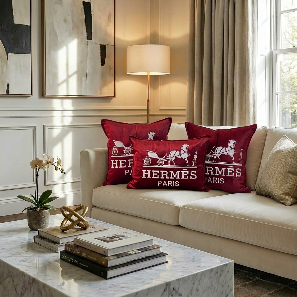 Coussins Velours Rouge Prestige