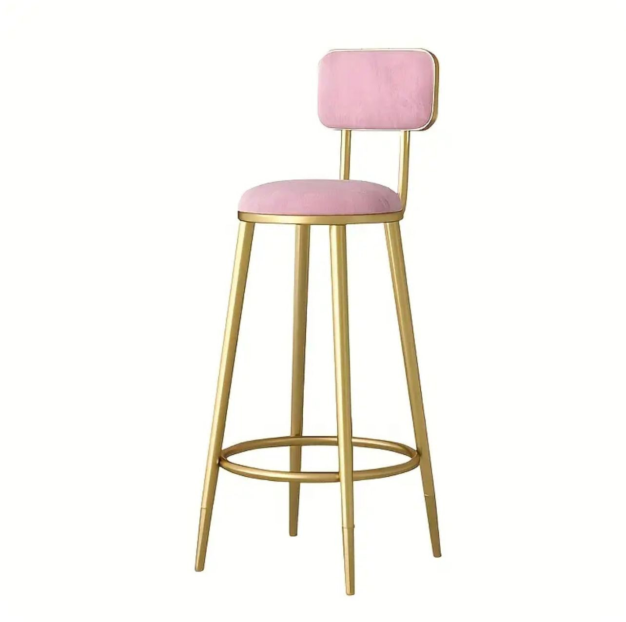 1pc Élégant tabouret de bar en métal doré avec siège rembourré - Image 4