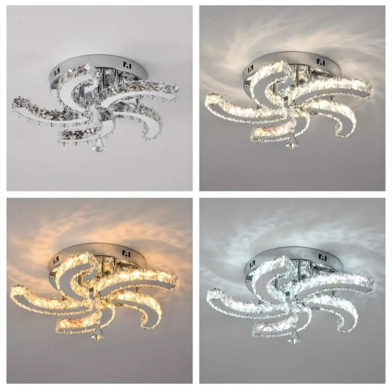 Plafonnier moderne en cristal de luxe - Bandes lumineuses à LED 3 cou. - Luminaires d'intérieur - Image 4 - Livraison Maroc