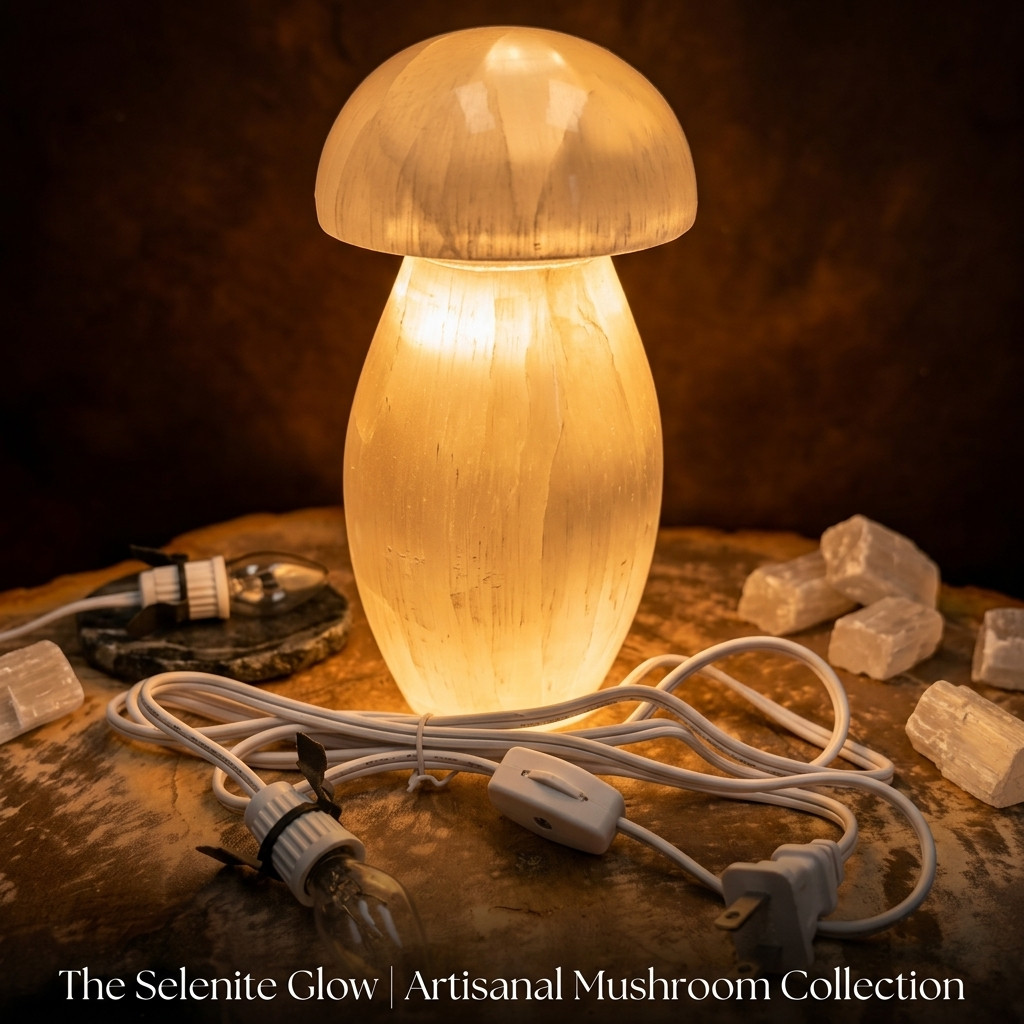 Lampe Champignon en Sélénite Naturelle