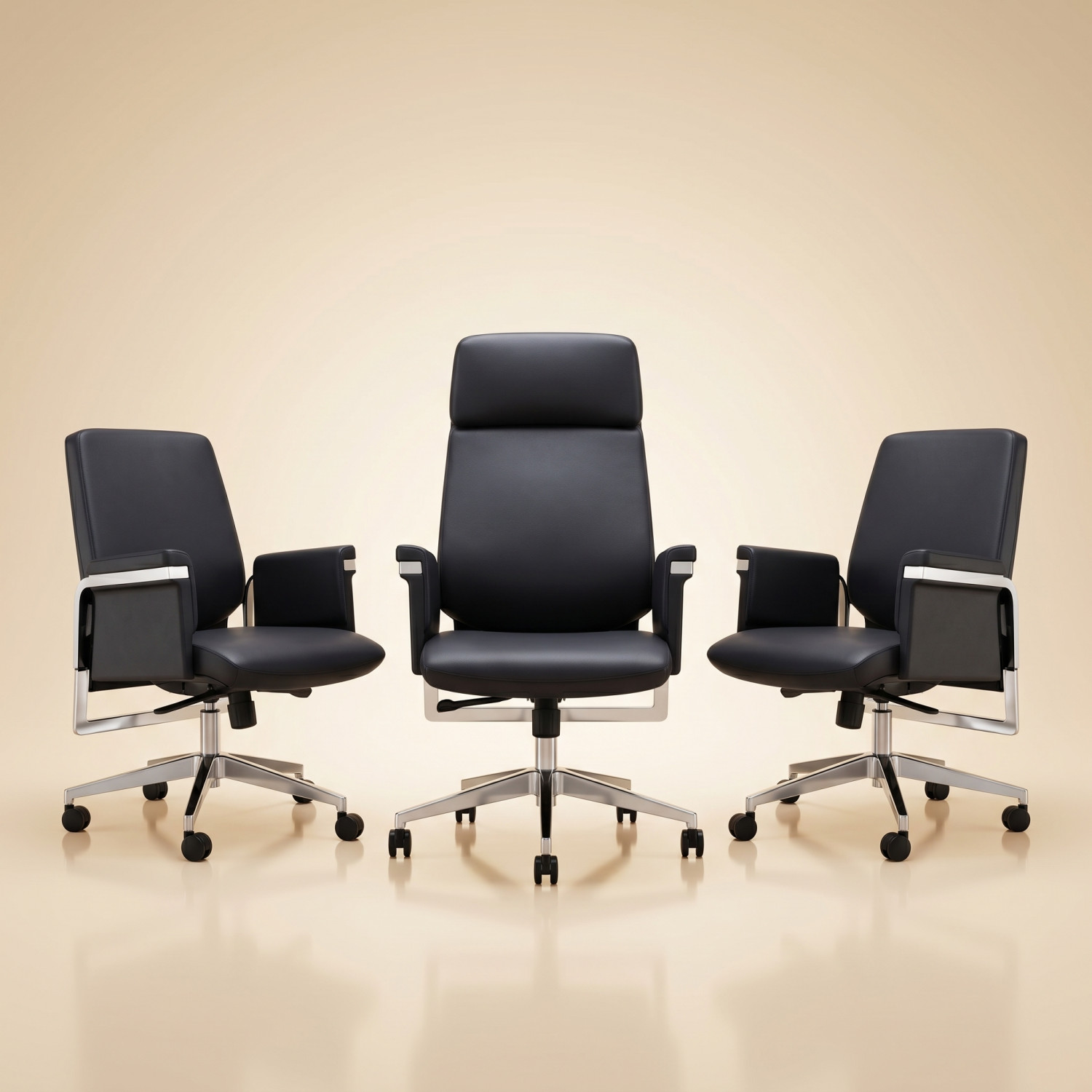 Ensemble de Fauteuils PRESTIGE NOIR CH-141 – Collection executive haut de gamme pour bureau de direction