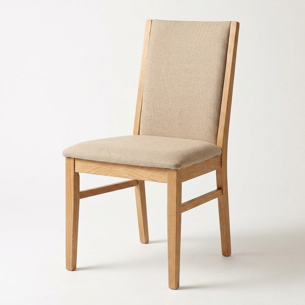 Chaise en bois clair avec assise beige