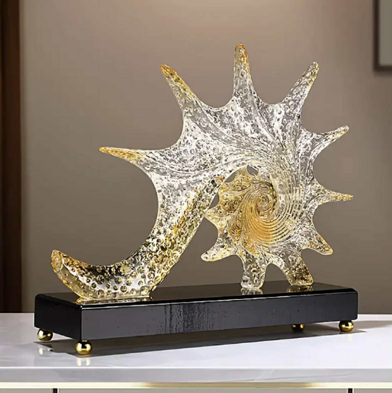 1 décoration élégante en résine en forme d'étoile de mer bleu/bleu sarcelle - Pièce d'art luxueuse pour la maison et le bureau, décoration polyvalente pour l'intérieur et l'extérieur