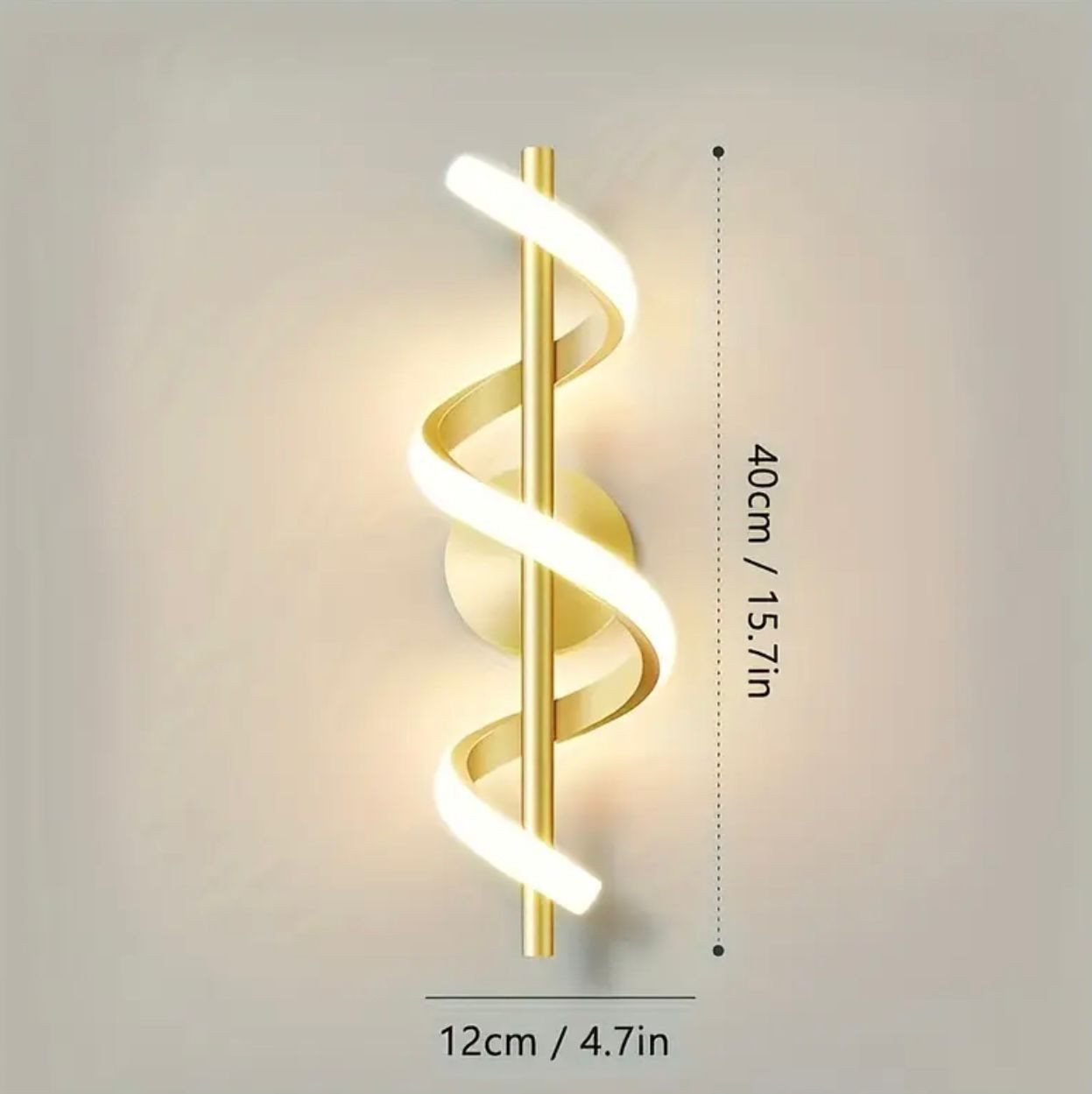 Applique murale LED en spirale moderne - Gradateur 3 couleurs réglable doré et noir pour le salon - Image 5