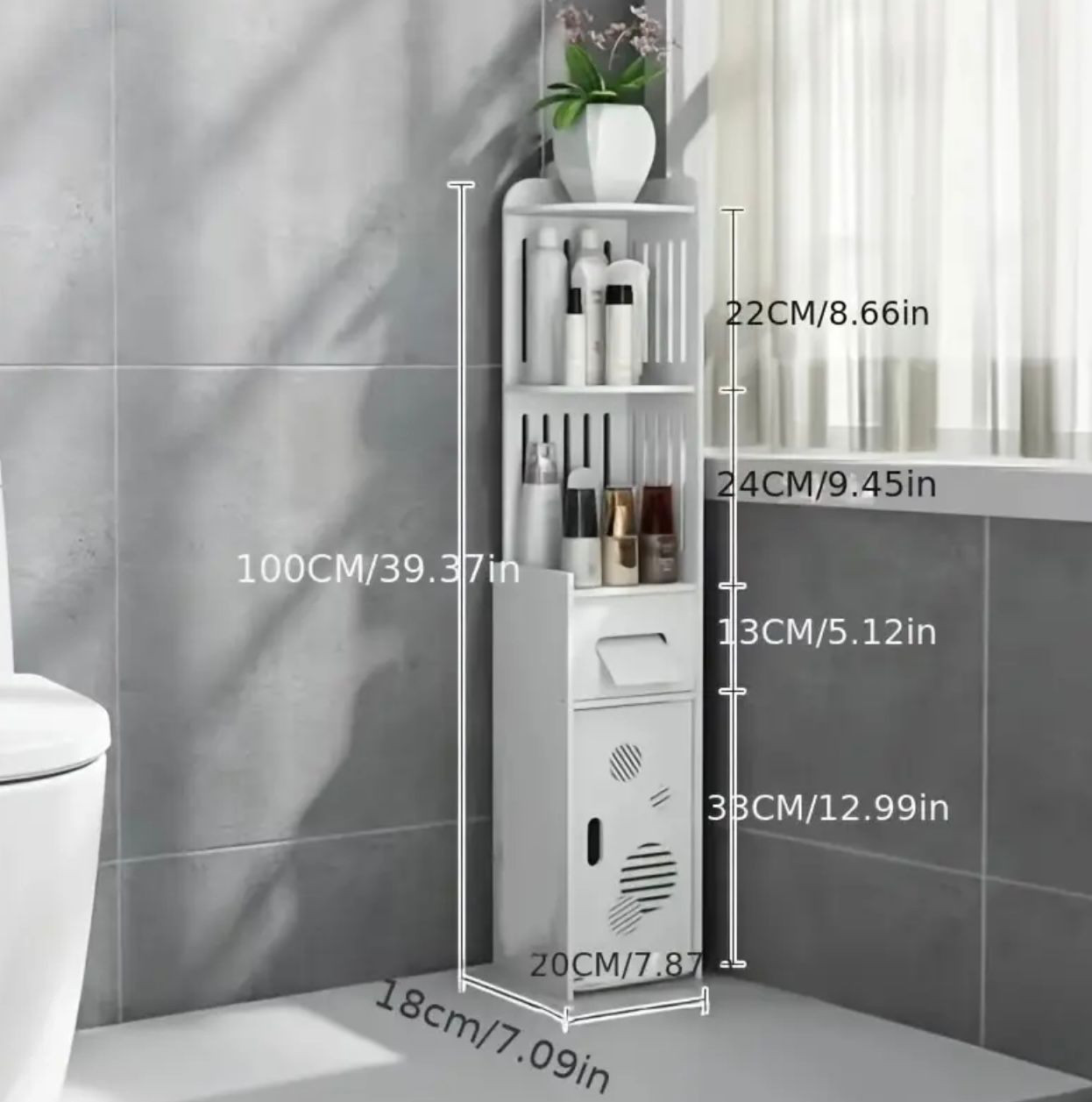 Armoire de rangement de salle de bain autoportante 1 pièce - Image 3