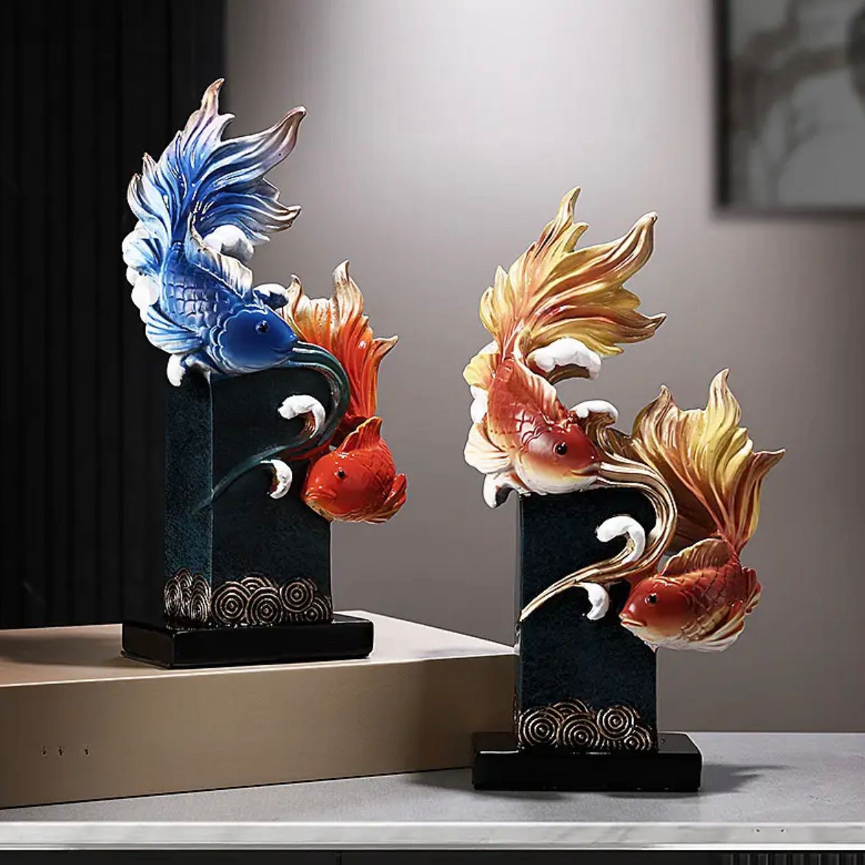 Figurines de poissons de prospérité abstraites toute l'année