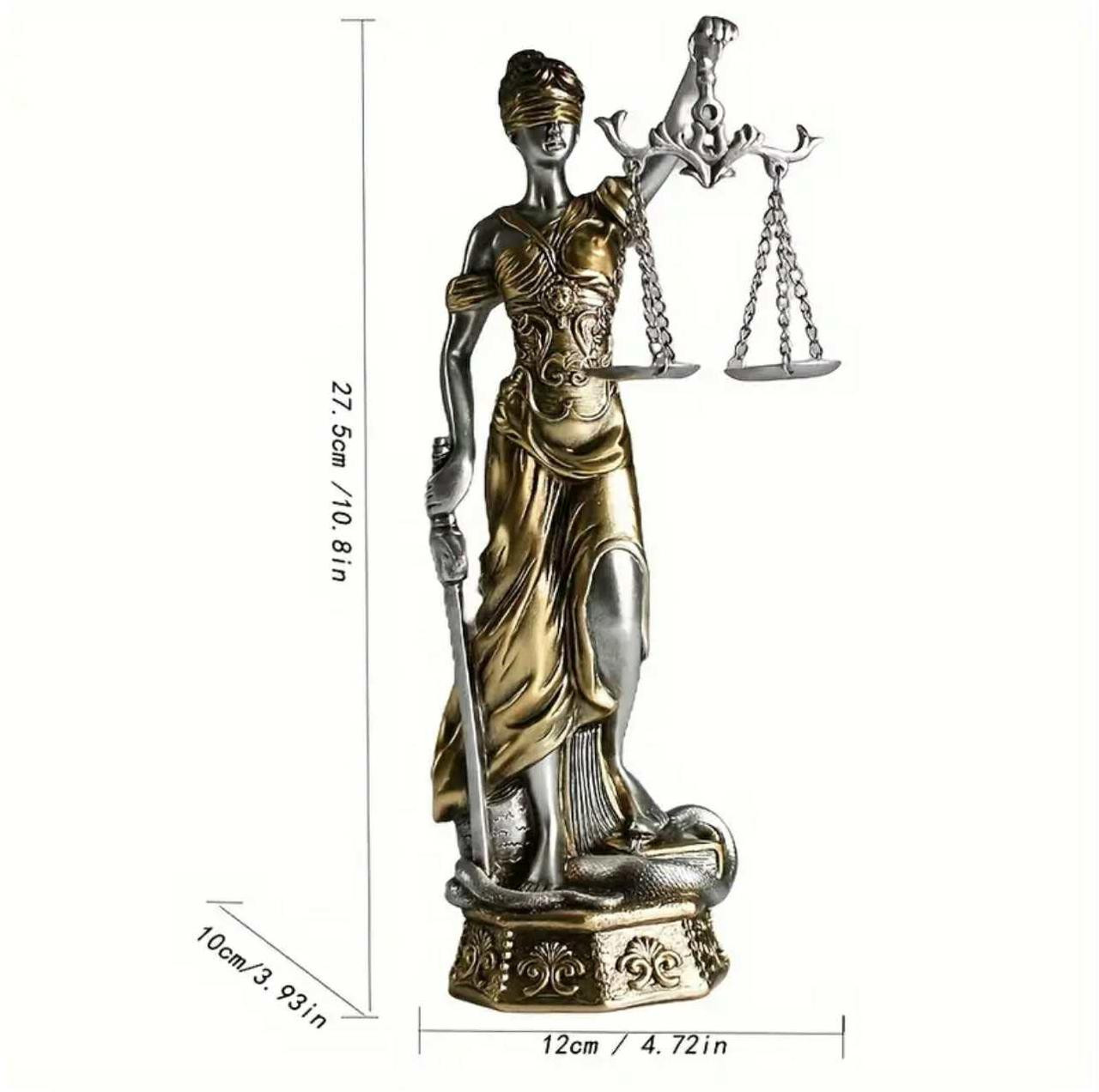 Statue élégante de la déesse de la justice - Grand décor en résine de ton cuivre - Symbole d'équité et d'équité - Image 3
