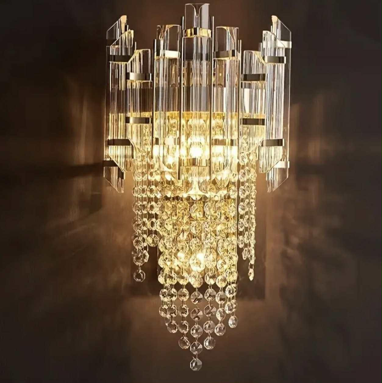 1pc Applique murale moderne en cristal avec source lumineuse LED, installation semi-encassée, abat-jour en cristal, pas de fonction sans fil, base d'ampoule G9 - Image 2