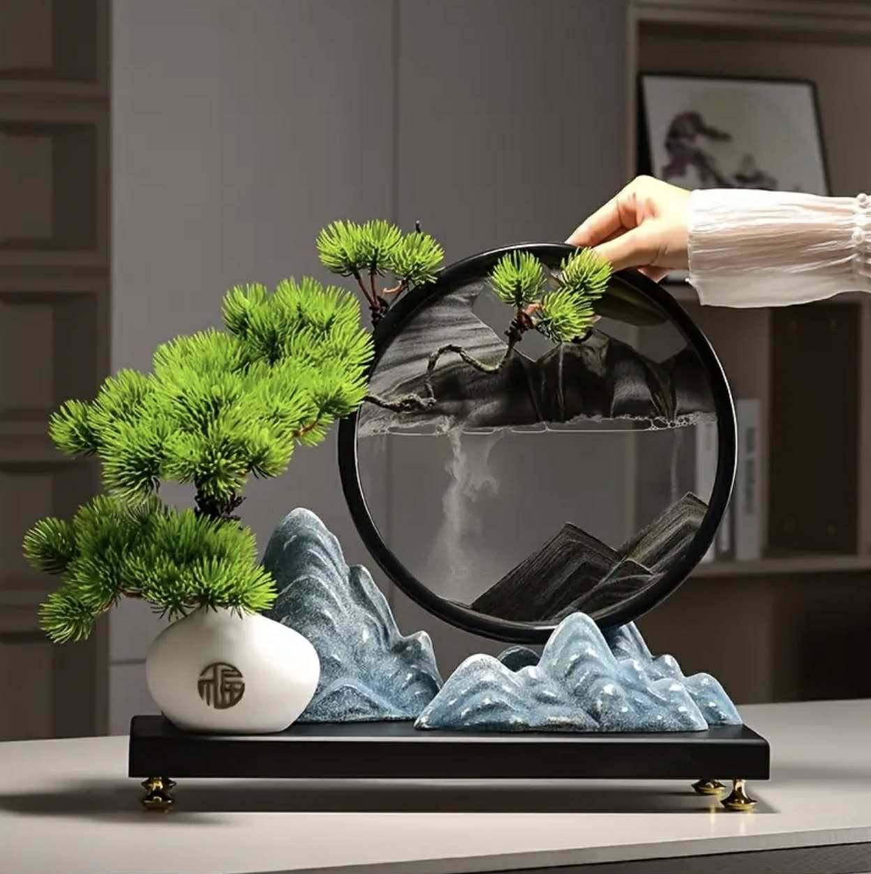 Ensemble d'ornements de rocaille en pin de bienvenue, peintures de sable noir - Image 1