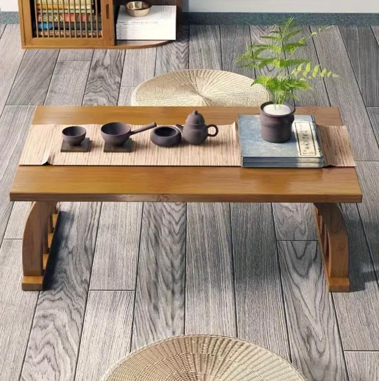 Table basse multifonctionnelle de style japonais 1pc - Pieds de pont en arc rétro