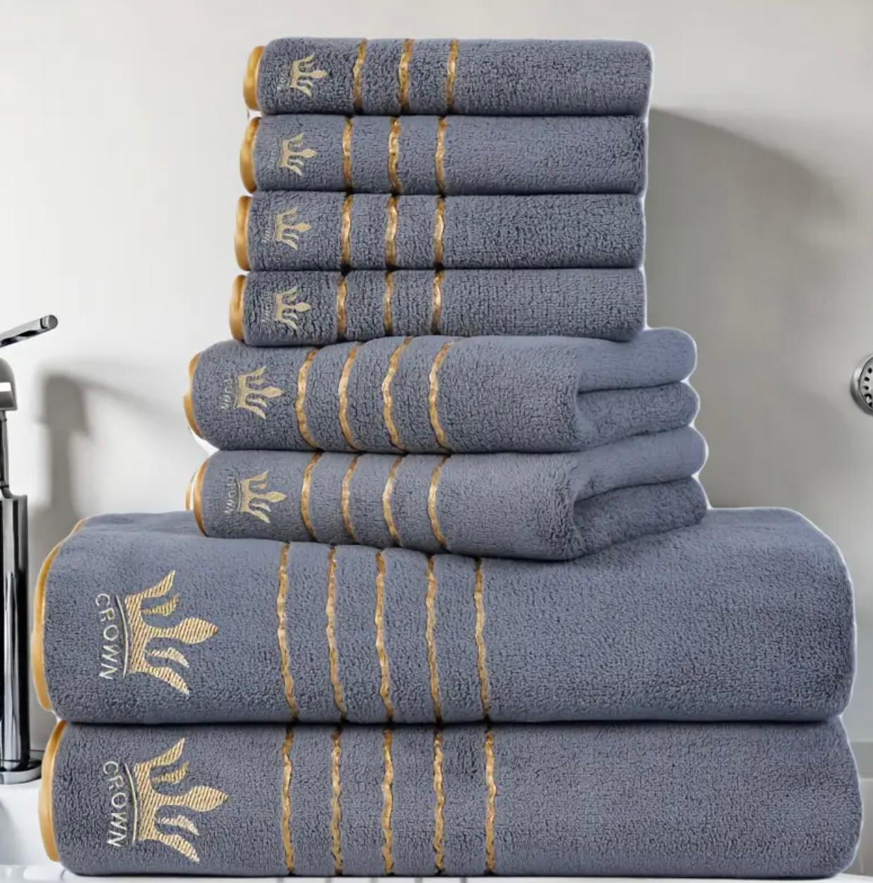 Ensemble de serviettes de bain en corail ultra-doux de 8 pièces - Image 2