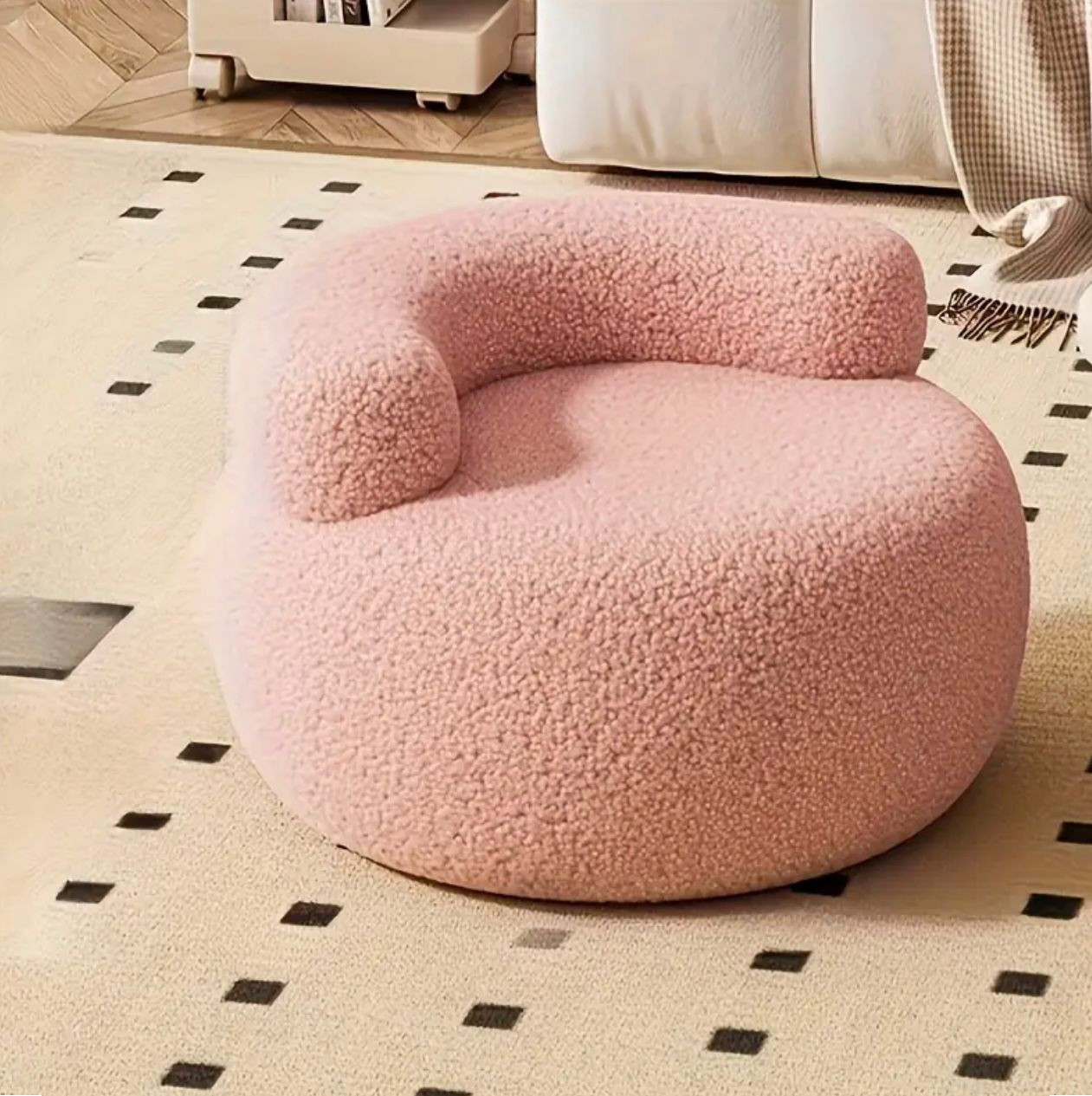 Options de 4 couleurs Tabouret de canapé de style crème Accueil Petit tabouret Tabouret rond Mini chaise Table à langer simple Chaise à langer Chaise à dossier - Image 3