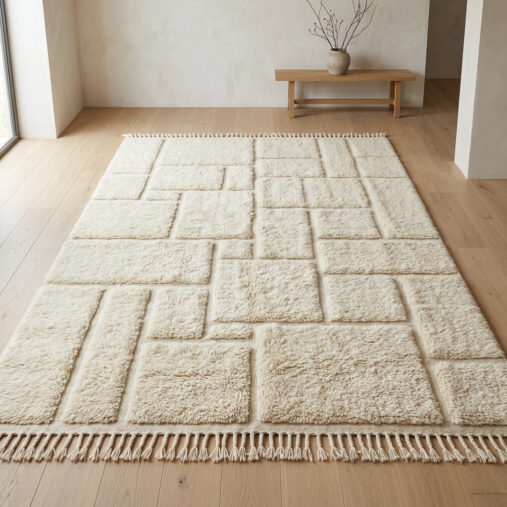 Tapis Berbère Sculpté — Grille Rectangulaire Asymétrique - Tapisserie - Livraison Maroc