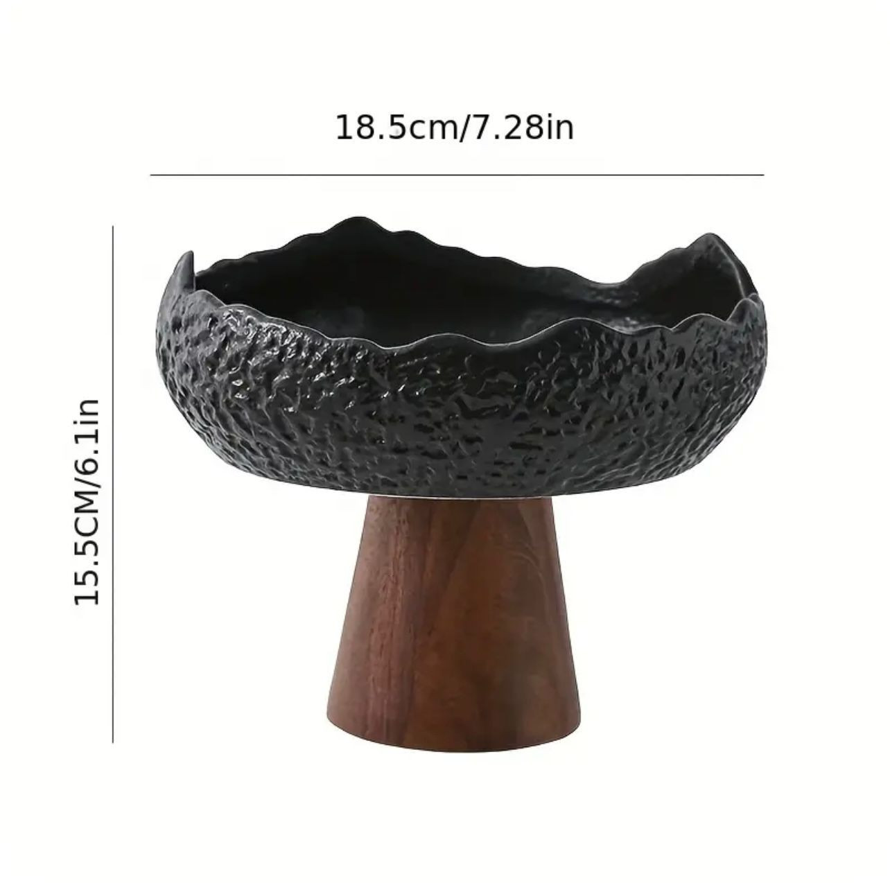 1pc grand bol à gâteau et à salade avec base en bois - Image 3