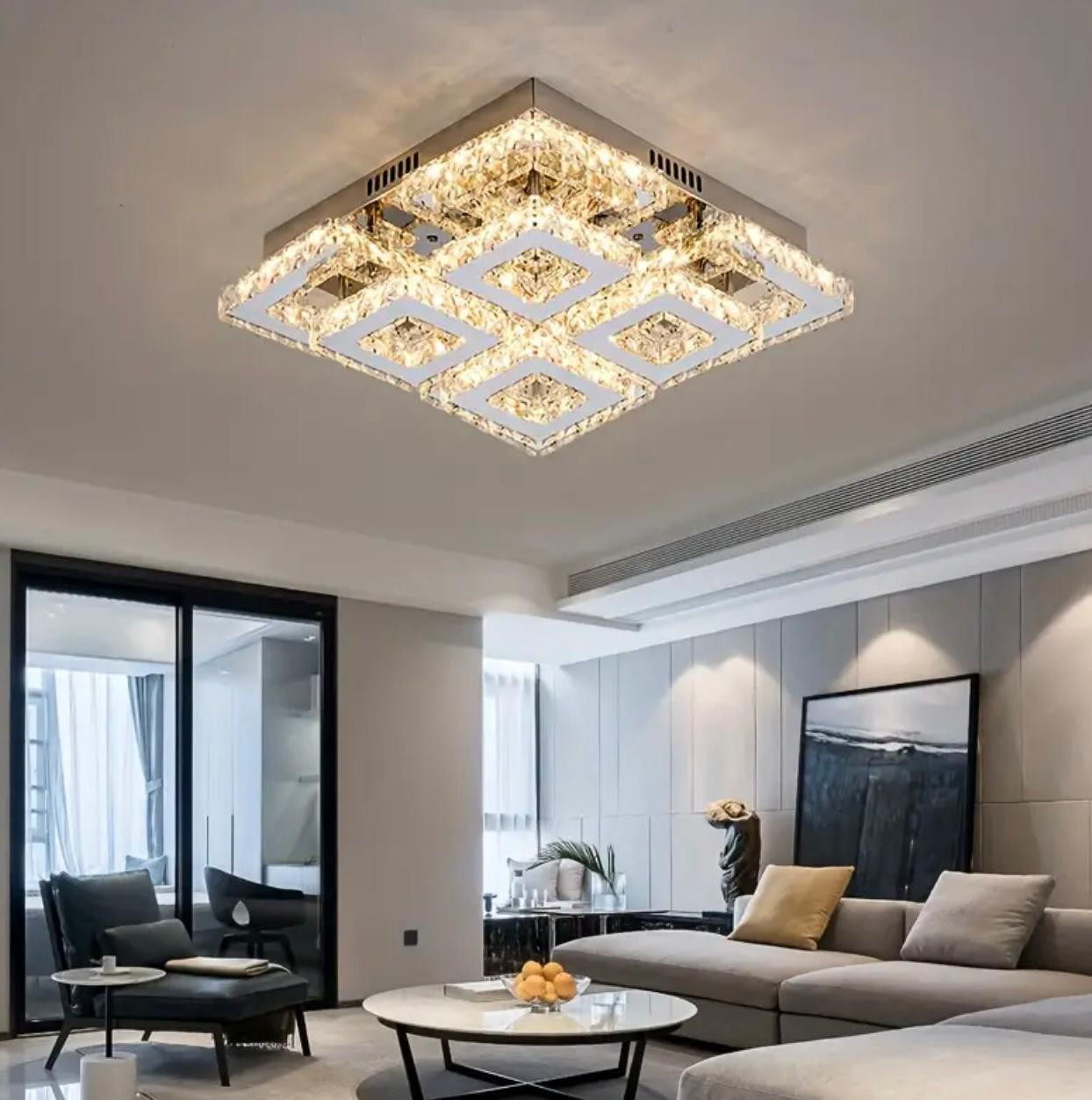 Plafonnier en cristal moderne de luxe simple/double couche LED à trois couleurs dimmable - Image 3