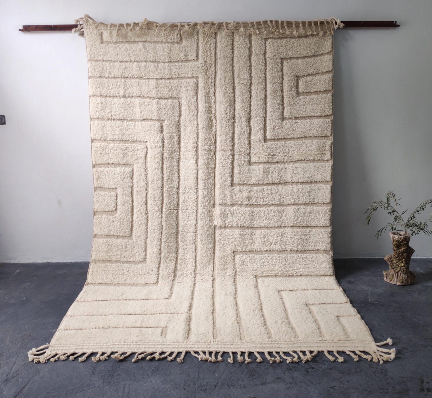 Tapis Berbère Labyrinthe Ivoire