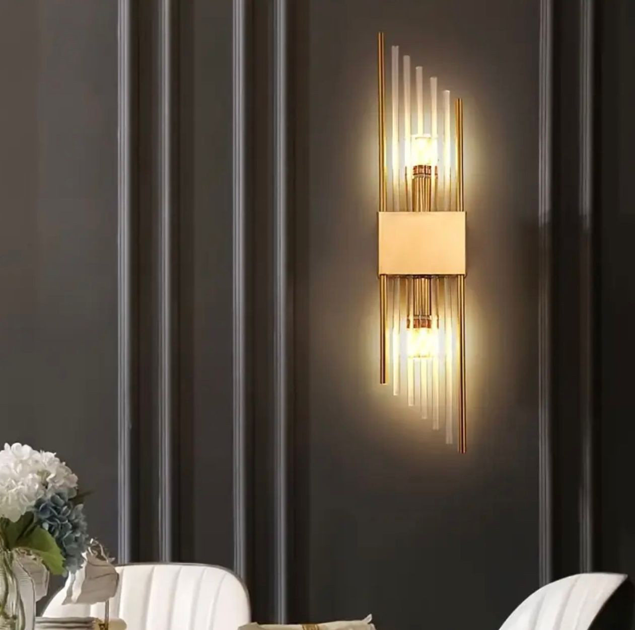 Applique murale LED moderne de luxe en cristal noir doré - Image 1