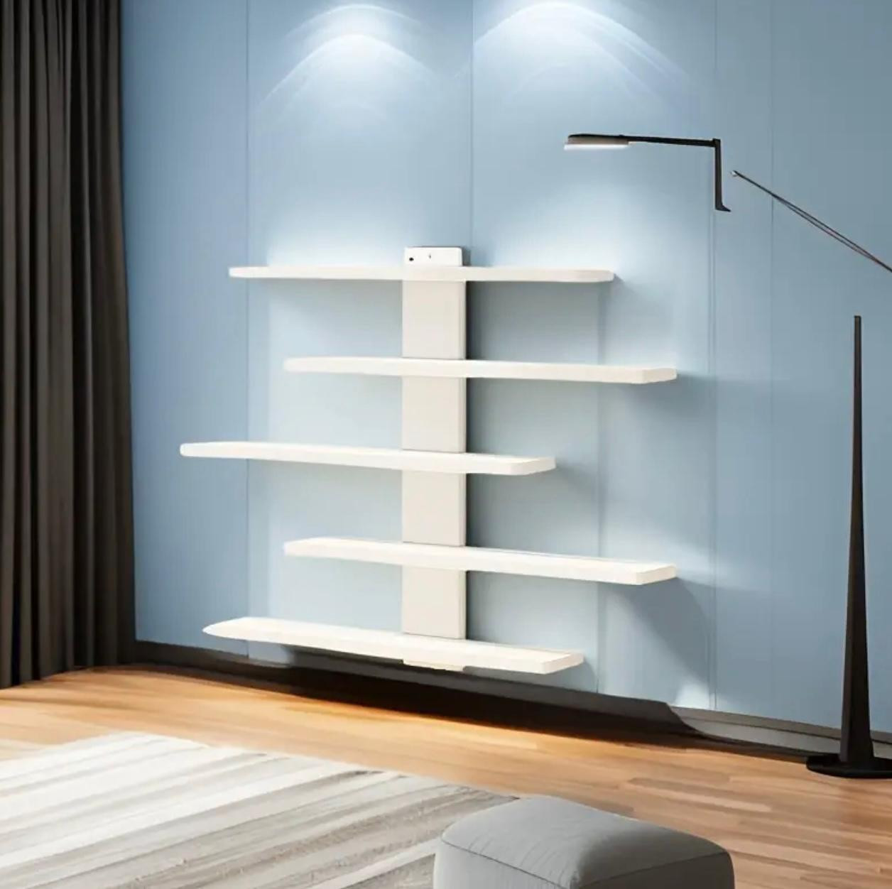 Présentoir mural sans poinçon à 5 niveaux pour petites figurines et objets de collection - Étagère minimaliste moderne en PVC, organisateur de décoration intérieure peu encombrant