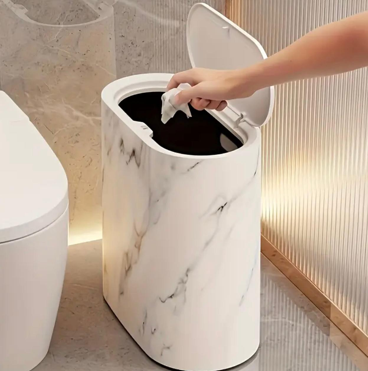 1 Poubelle carrée en plastique LuxeSpace 14L/3,7 gallons avec couvercle, contrôle des odeurs scellé, conception push-open - Image 3