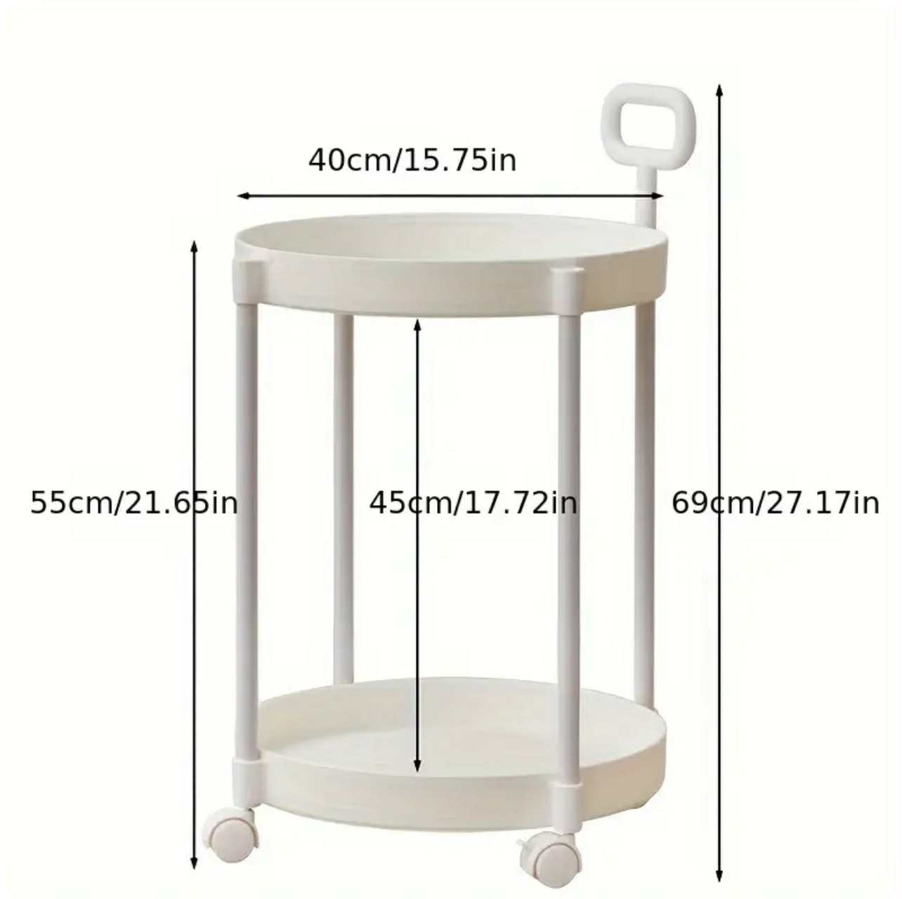 Table basse roulante chic de style crème - Table d'appoint en métal et plastique peu encombrante pour canapé et chambre à coucher - Image 1