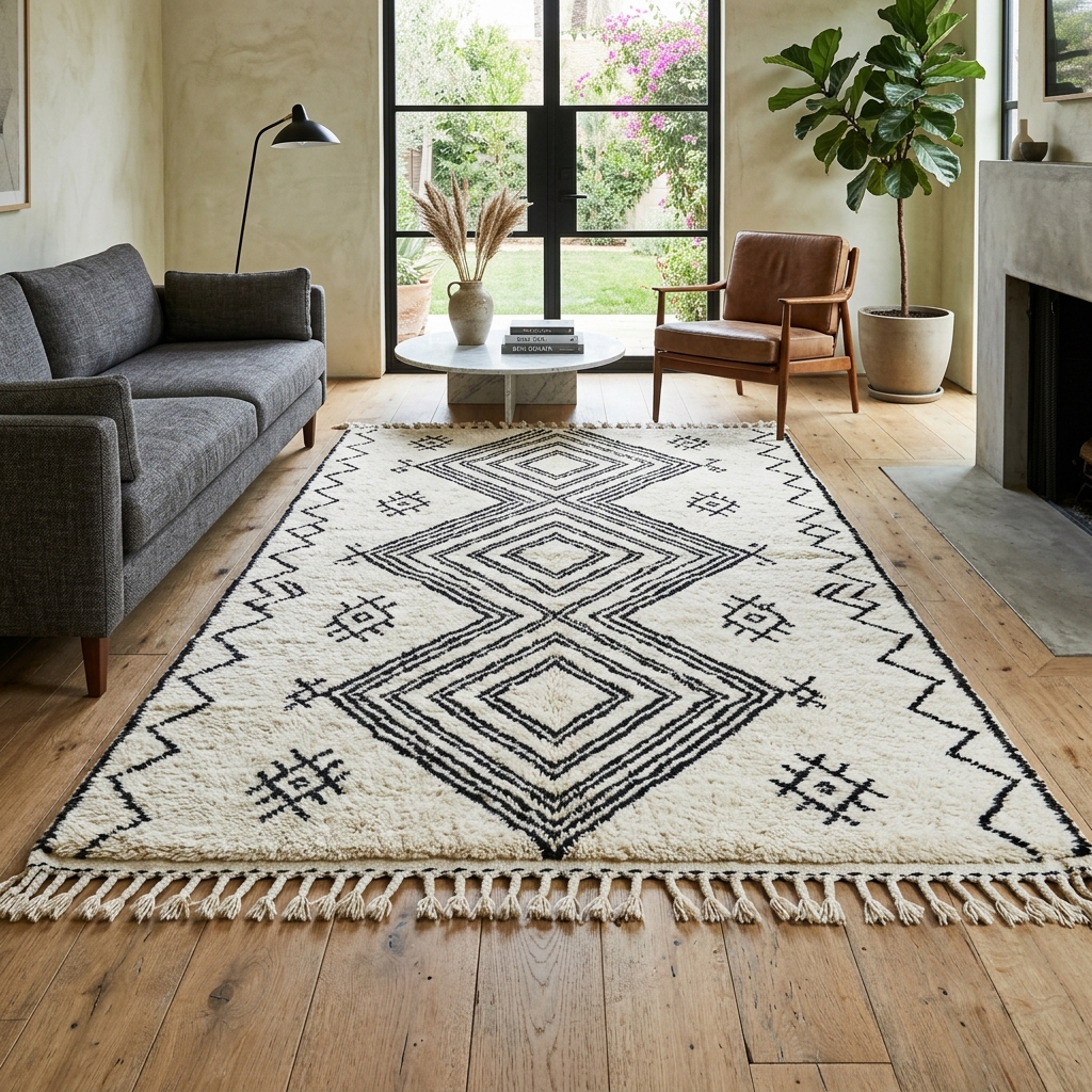 Tapis Beni Ouarain Diamant Noir Prestige