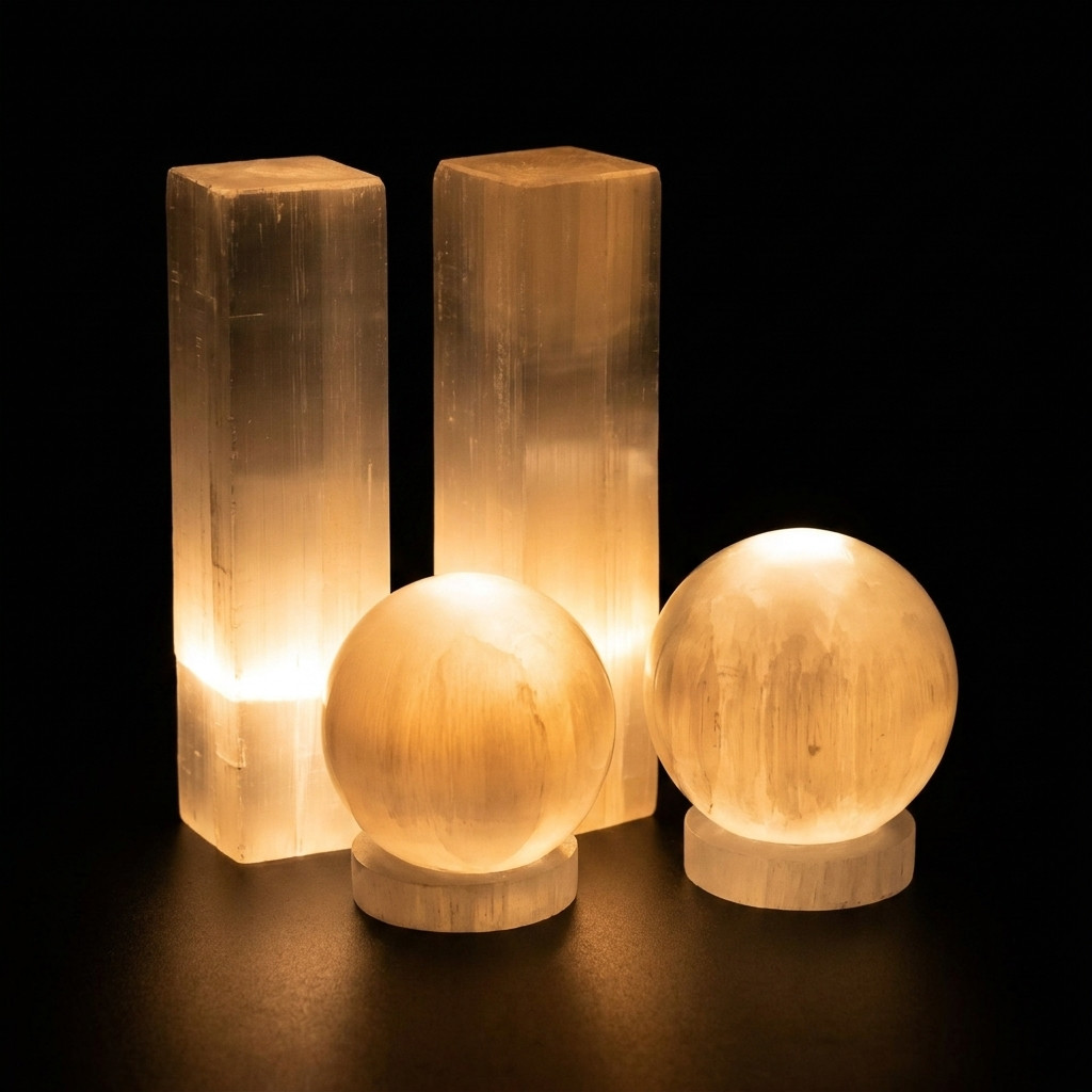 Lampe Tour en Sélénite Naturelle