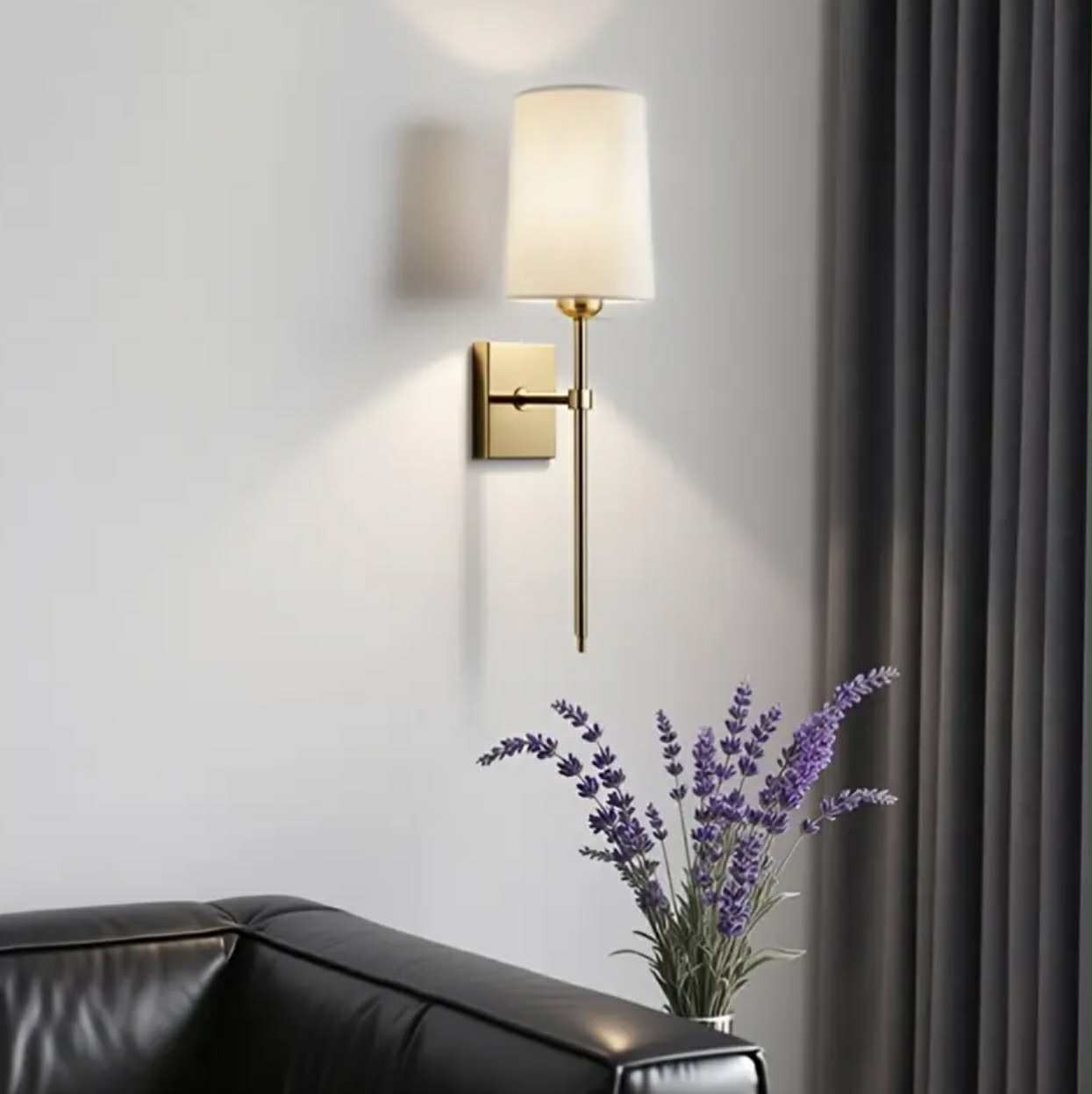 2 lampes murales vintage modernes et élégantes avec des abat-jour en tissu blanc