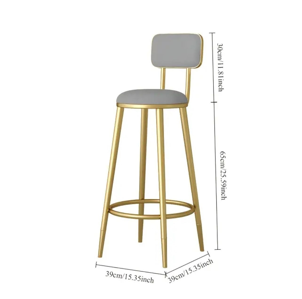 1pc Élégant tabouret de bar en métal doré avec siège rembourré - Image 2