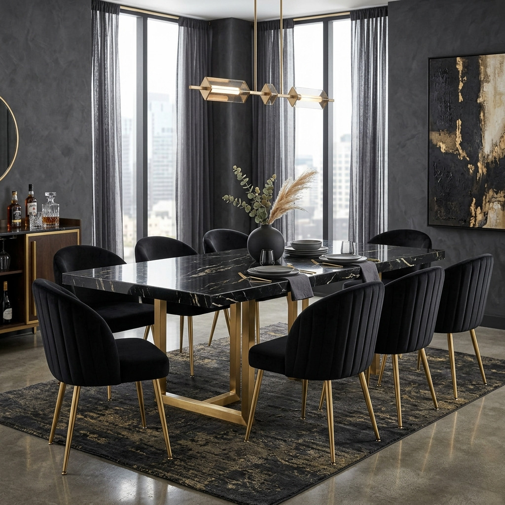 Salle à Manger Luxe Noir & Gold