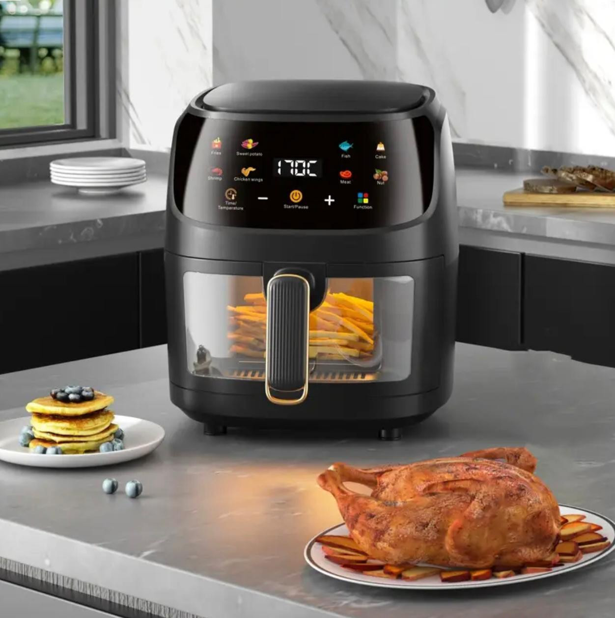 Friteuse à air à écran tactile d'une capacité de 6L avec grand écran. - Déco de Cuisine - Photo detail - Livraison Maroc