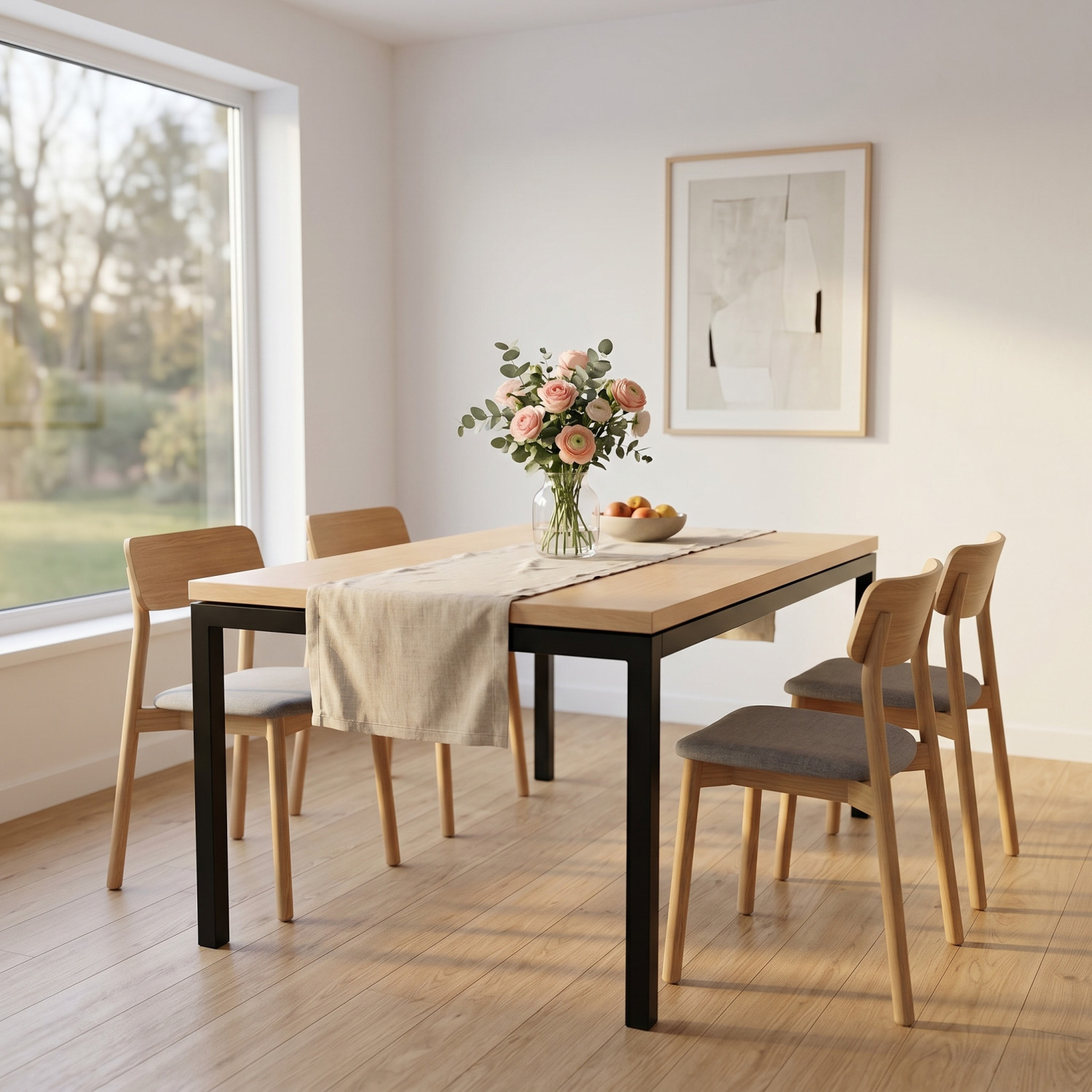 Table à manger moderne au design élégant avec structure métallique robuste