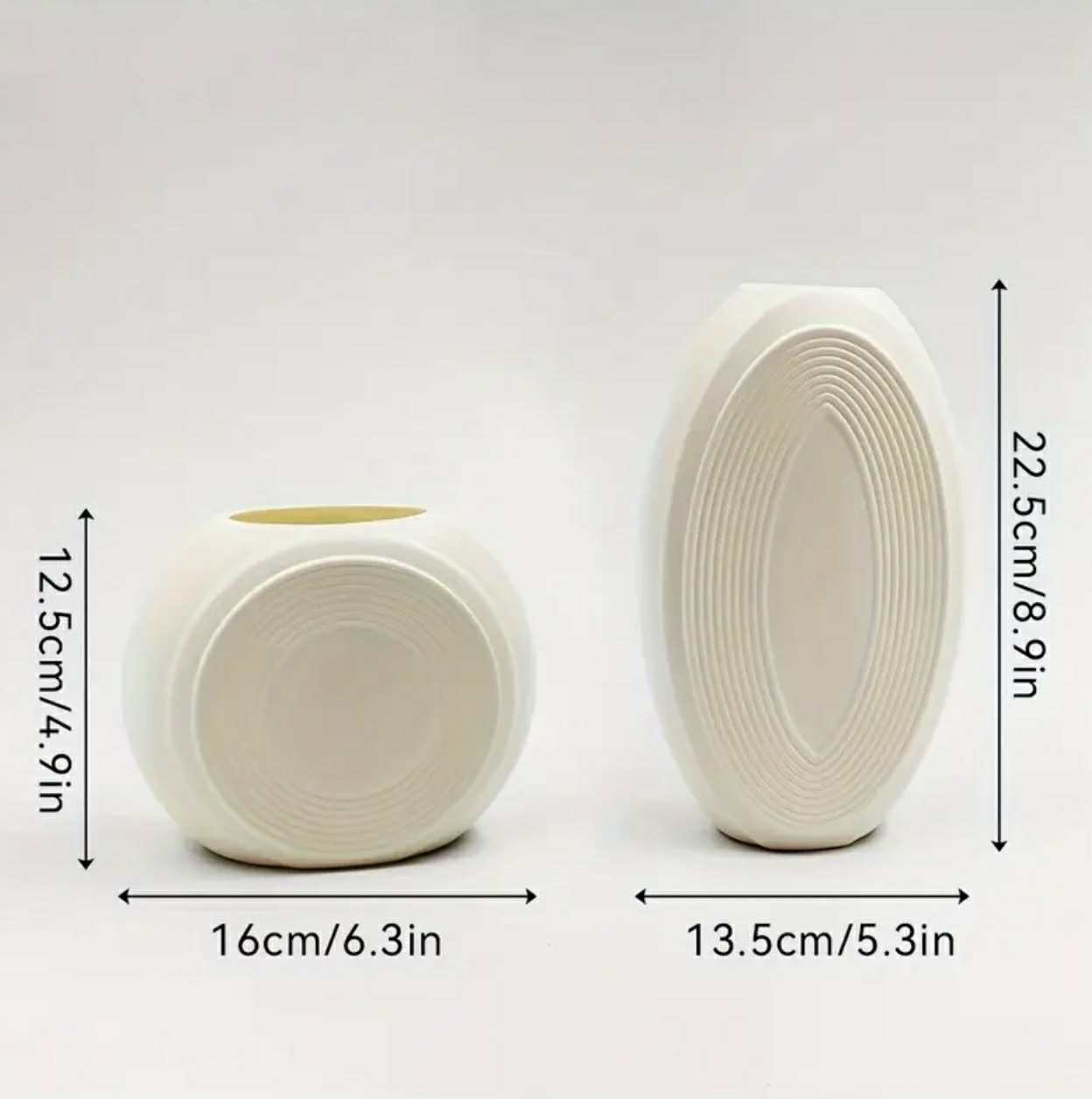 Lot de 2 vases en plastique pour décoration intérieure – Vases en céramique de 2 tailles, porte-fleurs incassables de style nordique/industriel, vases décoratifs légers pour fleurs séchées/fraîches, c - Image 2