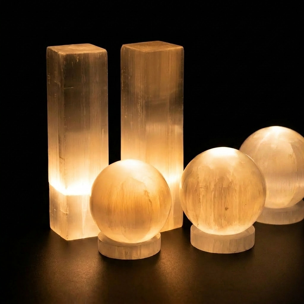 Lampe Tour en Sélénite Naturelle