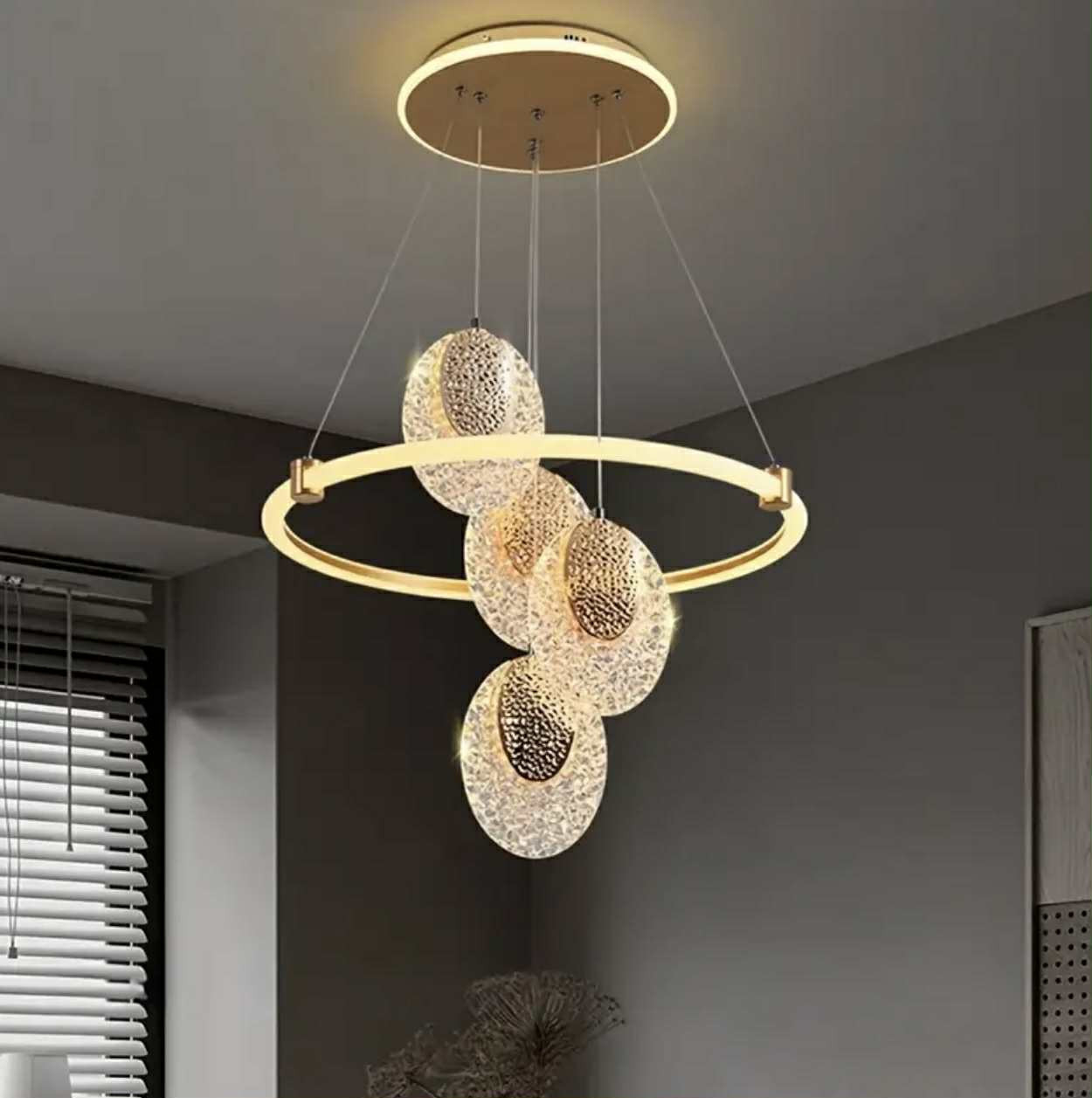 Lustre semi-encastré moderne en acrylique, luminaire LED à intensité variable et changement de couleur avec matériel d'installation - Image 3
