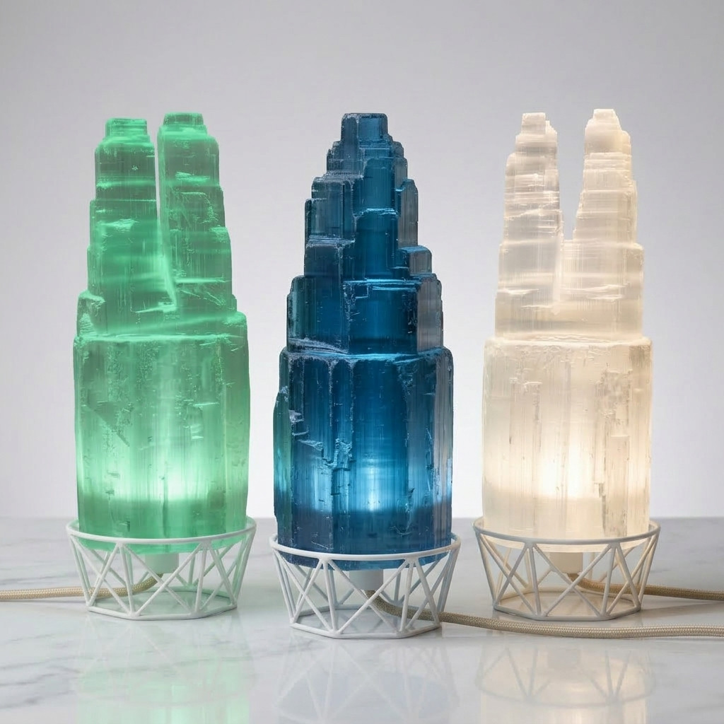 Lampe Château en Sélénite Naturelle