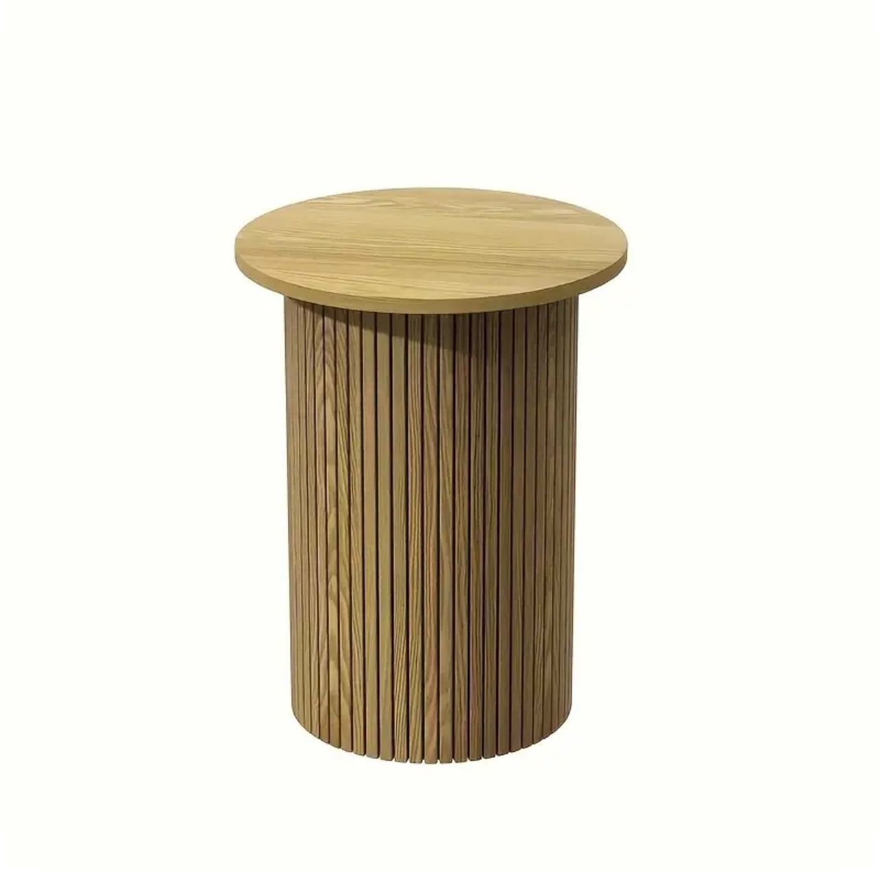 1pc Table à bord concave ronde moderne avec placage de bois tendre et finition en bois naturel - Image 1