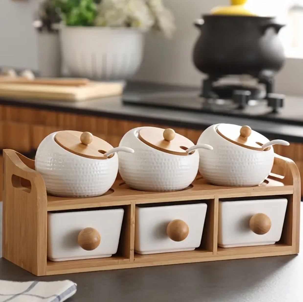 Ensemble de 6 pièces de combinaison de pots d'assaisonnement en céramique japonaise - Image 2