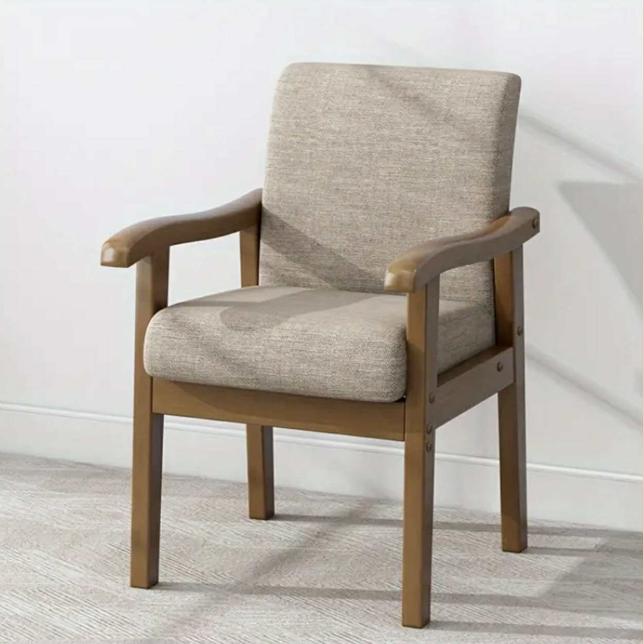 Chaise décontractée, chaise simple, bois massif, cadre en bois de caoutchouc, emballage simple, coussin éponge confortable