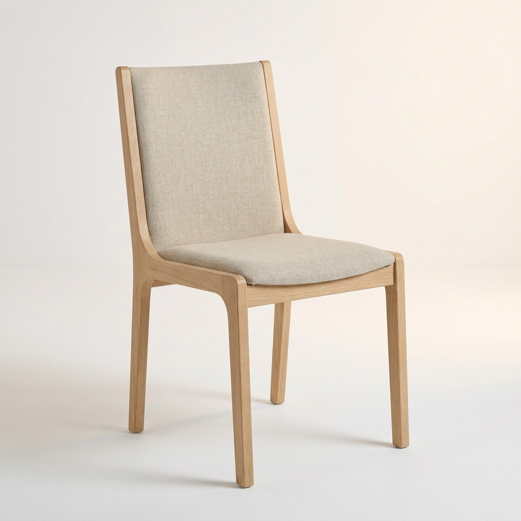 Chaise en bois clair avec assise beige